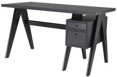 Zdjęcie produktu dla Luksusowe biurko Casa Padrino czarne 140 x 69 x h. 77 cm - Eleganckie biurko z litego drewna z 2 szufladami - Luksusowe meble biurowe