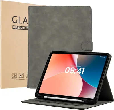 Produktbild von LBH Tablet Schutzhülle + 2x 9H Display Glas für Apple iPad Pro 7. Gen 13 Zoll Cover Case Schutz Tablet Farbe: Grau