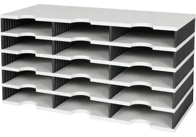Immagine prodotto di Vassoio di smistamento Trio 15 scomparti H363xL723xD331 mm Polistirolo grigio/nero STYRO