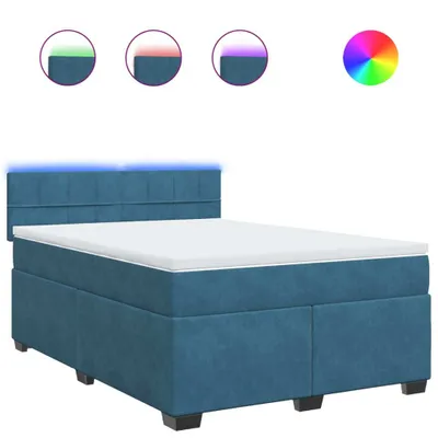 Produktbild von Boxspringbett mit Matratze Blau 140x200 cm Samt