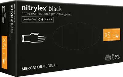Obrázok produktu pre Nitrilové rukavice 100 ks / čierne / veľkosť: 6 - XS / Nitrylex čierna
