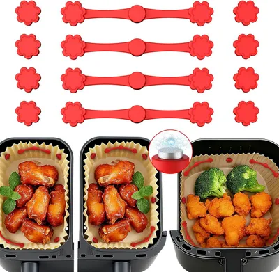 Produktbild von Magnetische Silikonschnallen für Heißluftfritteuse, 12 Stück Anti-Rutsch Magnete verhindern Verrutschen von Backpapier