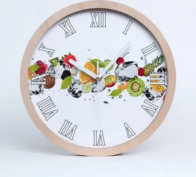 Produktbild von Holzuhr 20fi cm wanduhr - weiße Spitzen - Obst und Wasser