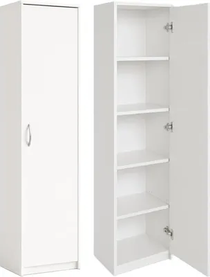 Produktbild von BDW, Kleiderschrank, 40×185×35 cm, 5 Einlegeböden, 1 Tür, Weiß