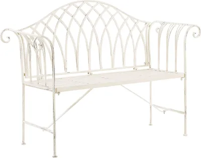 Produktbild von BELIANI Gartenbank Metall Weiß Breite 130 cm für Terrsse für Garten für Balkon