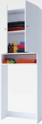 Produktbild von Waschmaschinenschrank/Praktischer Überbauschrank mit viel Stauraum/Maße: B. 64 x H. 182 x T. 27 cm/Waschmaschinenregal für Bad und Waschküche/Waschmaschinenüberbauschrank - Lona