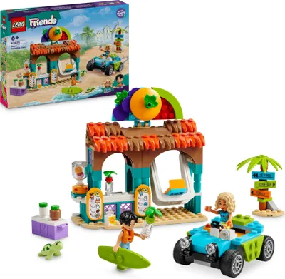 Produktbild von LEGO Friends Smoothie-Stand am Strand, Spielset für Rollenspiele, Geschenkidee für Mädchen und Jungen ab 6 Jahren mit Spielfiguren, Schildkröte und Zubehör, Spielzeug für soziale Entwicklung 42625