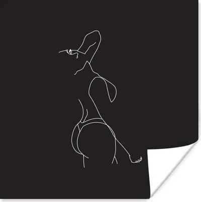 Produktbild von MuchoWow® Poster Frau - Strichzeichnung - Weiß - Schwarz 100x100 cm - Babyzimmer