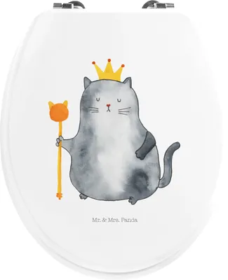 Produktbild von Mr. & Mrs. Panda WC Brille Katze König - Weiß - Geschenk, Sitz, Klobrille, WC-Sitz, Wohnung, Klodeckel, Familie, Cats, Königlich, Toilettendeckel