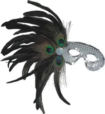 Produktbild von O46014 silber Federmaske Venezianische Maske