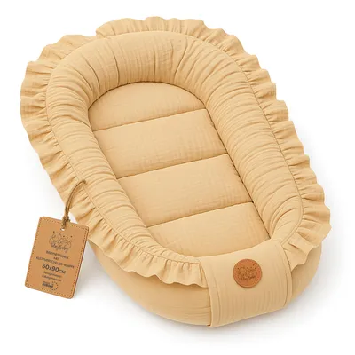 Produktbild von Musselin Babynest Nestchen Baby 90x50 cm-Babynestchen Neugeborene Nest für Kinder Bett und Babybett tragbar Kuschelnest Coccon für Jungen und Mädchen