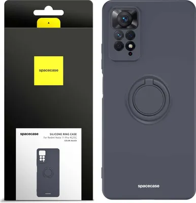 Image de Coque en silicone SPACECASE Coque en silicone avec anneau pour Redmi Note 11 Pro 4G/5G Noir