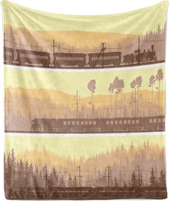 Produktbild von ABAKUHAUS Zug Weich Flanell Fleece Decke, Landschaft Weiche Erdtöne, Gemütlicher Plüsch für den Innen- und Außenbereich, 125 x 175 cm, Mehrfarbig