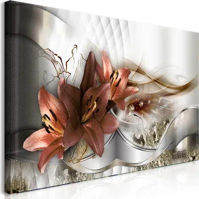 Produktbild von Wandbild Mega XXXL Blumen 250x125 cm Einteiliger XXL-Format Kunstdruck zur Selbstmontage Leinwandbilder moderne Bilder DIY Wanddekoration Wohnung Deko Lilien Abstrakt a-C-0120-ak-e
