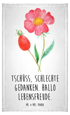 Produktbild von Mr. & Mrs. Panda handtuch gäste wc Blume Hagebutte - Weiß - Geschenk, Mini-Handtuch, gästehandtuch klein, Frotteetuch, Schlechte Gedanken, Frotteehandtuch, Lebensfreude