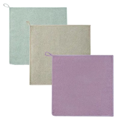 Mikrofasertücher 3er-Set, 30×30 cm, Waffelmuster, saugstark