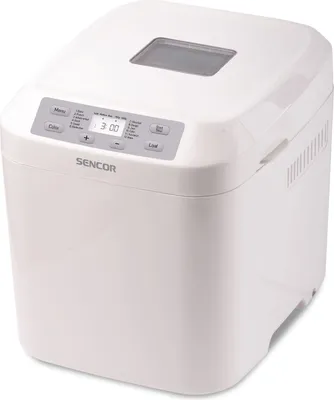 A white SENCOR bread machine is shown from a slightly elevated front-left angle on a white background.
