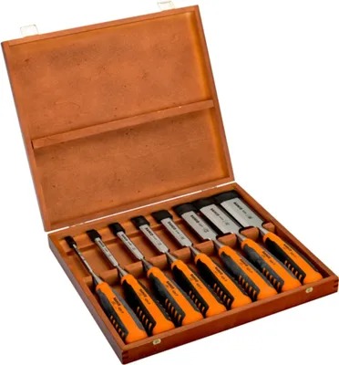 Zdjęcie produktu dla Zestaw dłut Bahco, 6,10,12,16,18,25,32,36 mm, w drewnianym pudełku 424P-S8-EUR (424P-S8-EUR)