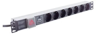 Image de Multiprise S-conn 19" PROFESSIONAL, 7 prises, noir, 2,0 m, avec interrupteur