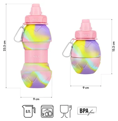 Zdjęcie produktu dla Bidon silikonowy składany różowy 700 ml Nils