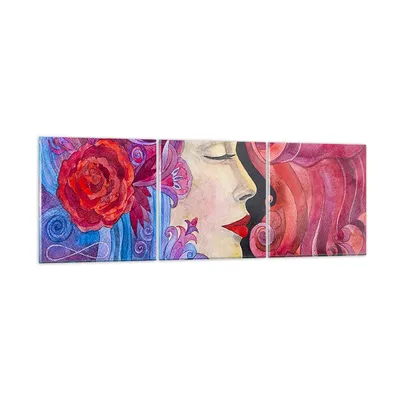 Produktbild von Bilder auf glas - Frau Abstraktion - 120x40cm - Glasbilder - Wandbilder - Kunstdruck - zum Aufhängen bereit - Wanddekoration aus Glas - Glas Bilder - Wandbild auf Glas - 3 Teile - GCA120x40-4005