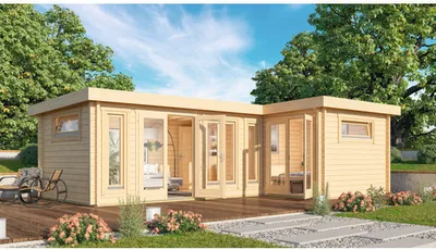 Produktbild von Gartenhaus Outdoor Life Varberg inkl. Fußboden 850 x 550 cm natur