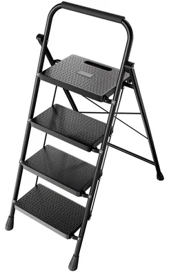 Obrázok produktu pre Rebrík s 4 priečkami a oceľovým rámom, čierny