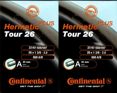 Produktbild von 2x Continental Tour 26 Hermetic Plus Schlauch 26 Zoll AV (37/47-559/597) AV 40mm