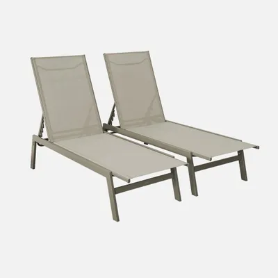 Immagine prodotto di Set 2 lettini prendisole in acciaio multiposizione, Verde kaki