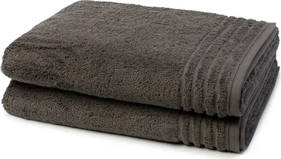 Produktbild von Vossen Vienna Style Supersoft 2 X Duschtuch im Set Hochwertige Bordüre für stilvolles Design, Weicher Frottee für beste Saugfähigkeit, Edles Logo, hochwertige Stickerei dunkelgrau 67 X 140cm