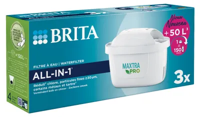 A product box for Brita water filter cartridges.