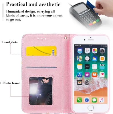 Produktbild von Apple iPhone SE 2022 Tasche Handy Hülle Schutz Cover mit Kartenfach Glitzer, Farbe:Grün
