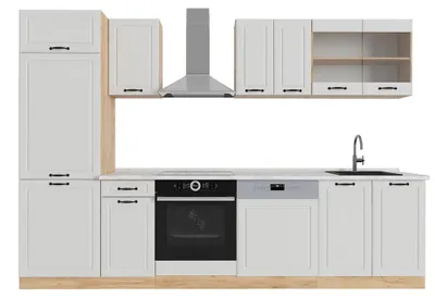 Produktbild von Küchenzeile Vicco R-Line Weiß Landhaus/Goldkraft Eiche 300 cm , AP Marmor, Model 53645