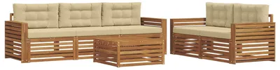 Produktbild von vidaXL Outdoor-Sofagarnitur mit Kissen 6 pcs Natur und Beige