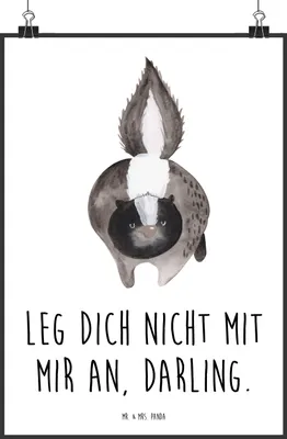 Produktbild von Mr. & Mrs. Panda Bild Stinktier Angriff DIN A0 - Weiß - Geschenk, Kunstdruck, Drohung, drucke, Raubtier, Skunk, wanddeko, Wandbild, Deko, Wildtier, wütend