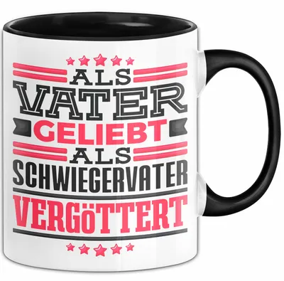 Produktbild von Schwiegervater Tasse Geschenk Geburtstag Bester Schwiegerpapa Geschenkidee Becher (Schwarz)