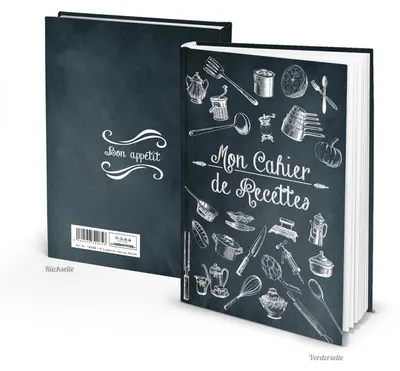 Produktbild von Kleines Rezeptbuch zum Selberschreiben MON LIVRE RECETTES schwarz-weiß vintage Titel FRANZÖSISCH 136 Seiten + Register Meine Rezepte - Eigenes Kochbuch Nostalgieohne Metallecken