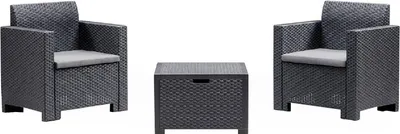 Produktbild von Lounge-Set für den Außenbereich Dkrajn, Gartenset mit Kissen, Lounge-Set für den Innenbereich in Rattan-Optik, 100 %  Italy, Anthrazit