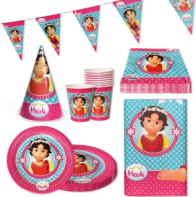 Produktbild von Heidi 102-tlg. Party Set – Geburtstag Deko mit Bechern Tellern Servietten Hüten