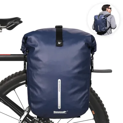 Produktbild von Fahrrad Gepäckträgertasche Wasserdicht 20L Rolltop Hinterradtasche Blau mit Schultergurt