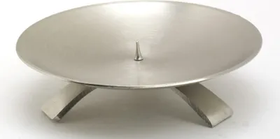Produktbild von Kerzenleuchter Dreifuß Silber gebürstet kleinem Dorn Ø 13 cm, ideal für Taufkerzen, Kommunionkerzen, Konfirmationskerzen, Hochzeitskerzen, Trauerkerzen
