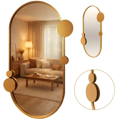 Immagine prodotto di Specchio da parete SAANA con decorazioni geometriche, 46 x 76 cm