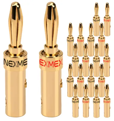 Produktbild von Bananenstecker 4mm schraubbar vergoldet 20x NEXMEX Stecker für Lautsprecherkabel