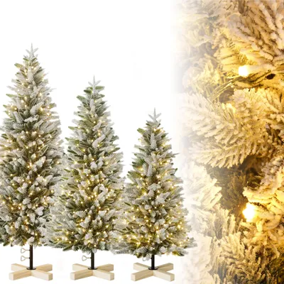 Zdjęcie produktu dla LZQ 225 cm choinka z 450 diodami LED i śniegiem, wyskakująca choinka premium do szybkiego montażu, sztuczna PE/PVC, trudnopalna