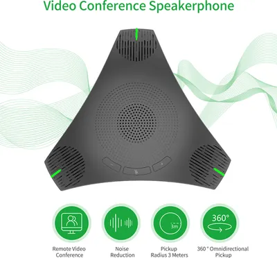 Obrázok produktu pre Konferenčný mikrofón s reproduktorom USB Všesmerový počítačový mikrofón 360�� Zber hlasu s tlačidlom stlmenia pre Skype/Videokonferencie/internetové kurzy/živé vysielanie/hranie hier/bežný chat