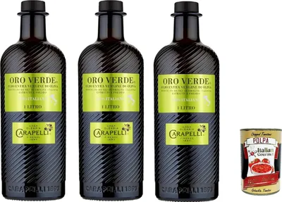 Produktbild von 3x Carapelli Oro Verde 100% italienisches natives Olivenöl extra, 1L + Italian Gourmet Polpa 400g