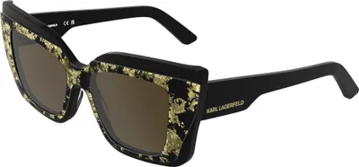 Zdjęcie produktu dla Okulary przeciwsłoneczne damskie Karl Lagerfeld KL6204S, czarne/złote, 53/16/140