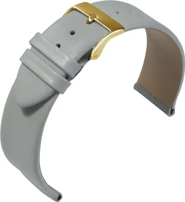 Produktbild von Eulit Nappa Fashion > Uhrenarmband Kalbsleder grau hautfreundlich, Stegbreite:16mm, Schließe:Gelbgolden