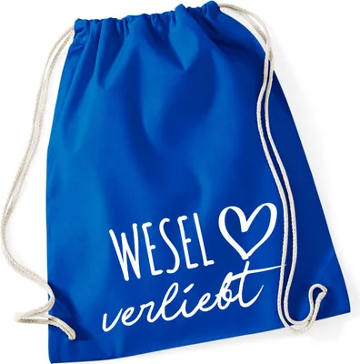 Produktbild von Huuraa Turnbeutel Wesel verliebt 12 Liter Bright Royal Baumwolle Rucksack Geschenkidee