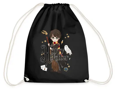 Produktbild von Spreadshirt Harry Potter Elemente Turnbeutel, One size, Schwarz